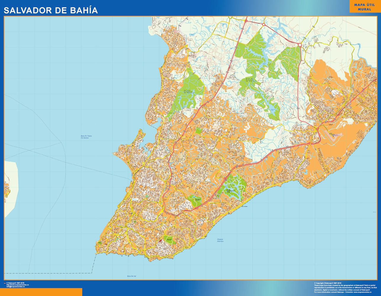 Mapa Salvador Bahia Brasil Gigante Mapas Para Am Rica De Pared Gigantes